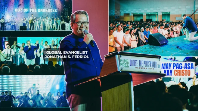 "Attendees at the Home Free 15 Global Crusade in Dagupan, experiencing a powerful spiritual awakening and finding salvation during the Christ the Peacemaker Tour."