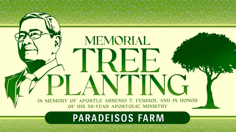 "Believers planting a memorial tree at Paradeisos Farm in honor of Apostle Arsenio Tan Ferriol’s 50-year ministry, celebrating his legacy of faith."