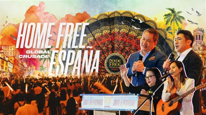 "Participants gathered in Madrid, Spain for the Victorious Home Free Global Crusade 15, 'Christ: The Peacemaker Tour,' experiencing a powerful time of worship and outreach."
