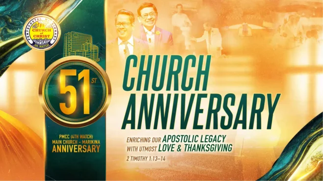 "Members of the Pentecostal Missionary Church of Christ (4th Watch) Marikina celebrate 51 years of faith, growth, and dedication to the ministry."