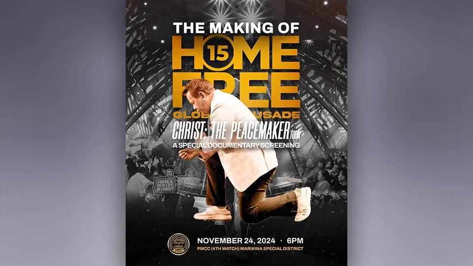 "Still from a historic documentary showcasing the largest Home Free Global Crusade to date, featuring diverse attendees and powerful moments of outreach."