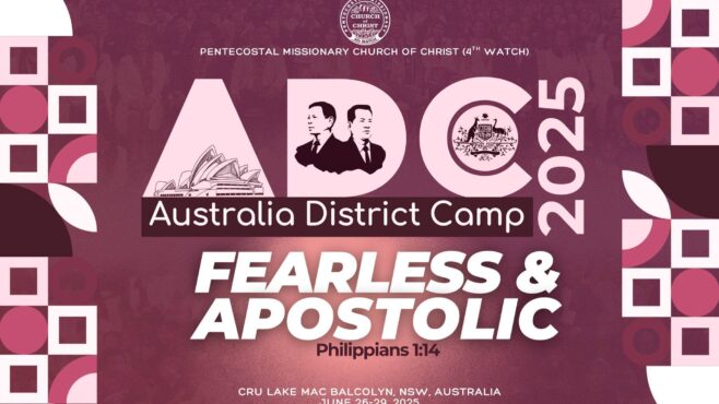Delegates of PMCC (4th Watch) gather in worship and fellowship during Australia District Camp 2025, embracing the theme “Fearless and Apostolic.”