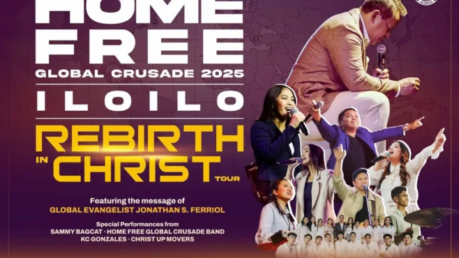 Thousands of attendees gather in worship at the Home Free Global Crusade 2025 in Iloilo as lives are transformed through salvation and prayer.
