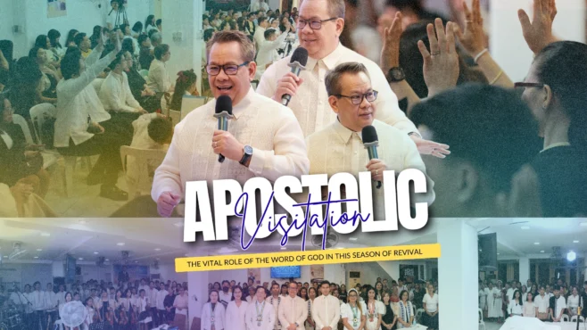 Apostle Jonathan S. Ferriol ministers in prayer during the Apostolic Visitation in Pandacan as the congregation receives overflowing blessings.