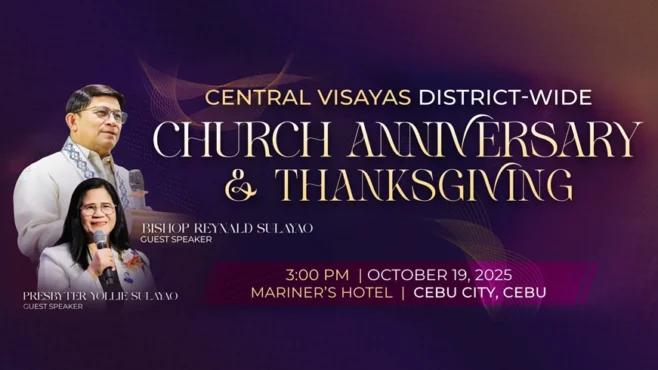 Believers at the Central Visayas Anniversary and Thanksgiving 2025 in Cebu worship in unity during the PMCC (4th Watch) celebration.