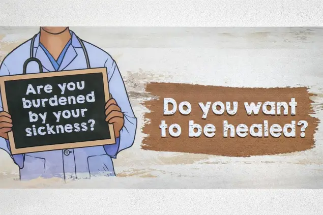 Illustration of Jesus healing a paralyzed man, showing faith, forgiveness of sins, and the power of God’s Word to heal and save.